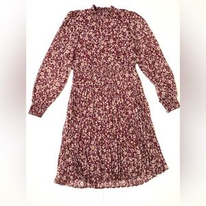 Lark + Grey Floral Long Sleeve Smocked Midi Dress Size Medium